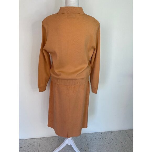 St.Croix Knits Skirt Set Womens Size 12 Wool Ultrasuede Cardigan Peach Toffee - Picture 9 of 15